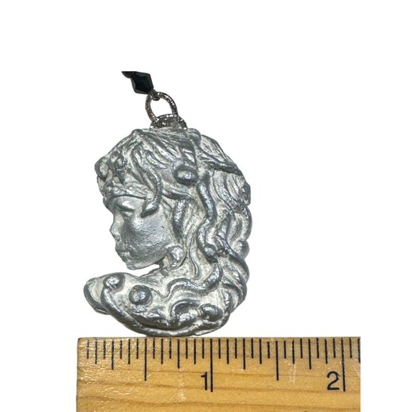 Art Nuveau Clay Lady Pendant with Artisan Crafted with Crystal Beaded Necklace - Picture 7 of 9